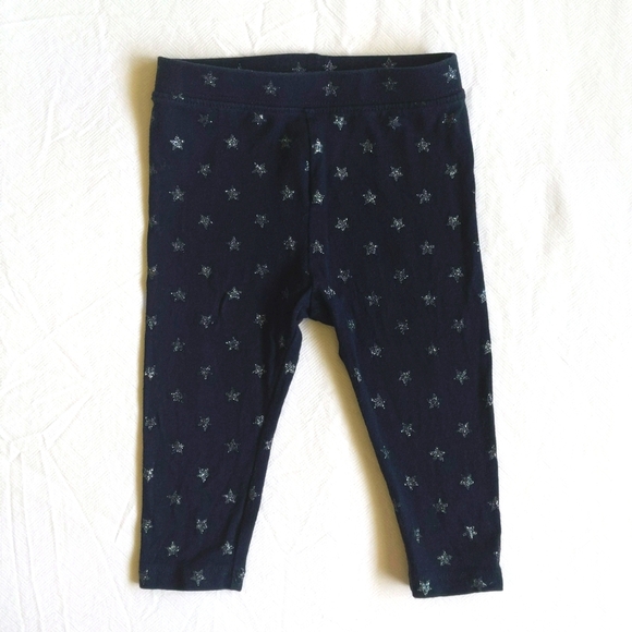 joe fresh navy blue glitter star leggings 6-12 months baby girl - Picture 1 of 5
